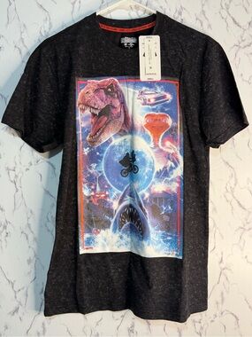 NWT Universal Studios Movie Mashup Graphic Tee Small Black Mineral Wash NWT